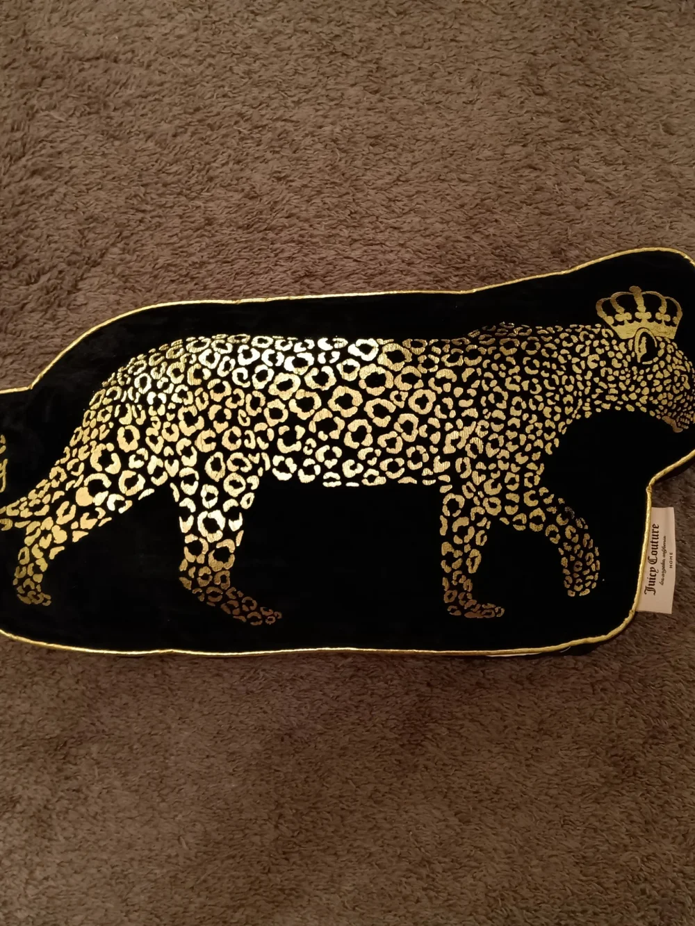 Juicy Couture Home Black Velvet Leopard Poodle Pillow 🐆✨ Y2K